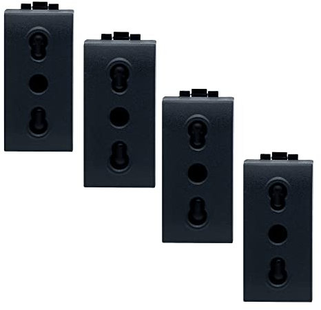 BRATEK - 4 Prese elettriche da muro compatibile con Bticino - Presa elettrica muro Bipasso compatibile prese frutti elettrici - Presa da muro alta qualità