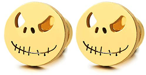 Goldfarben Klein Monster Ohrstecker Herren Damen, Gestüt Ohrringe Edelstahl, Ohrschmuck, 2 Stücke, Rock Punk