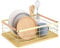 Navaris Dish Drainer Rack - Plate, Cutlery, Pots and Pans Drying Rack for Kitchen with Beechwood Handles - Modern Retro Design Drip Tray - Gold