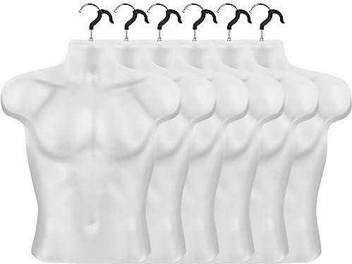 Lallisa 12 Stück männliche Schaufensterpuppe Torso weiß hängende Schaufensterpuppe Körper Torso mit Haken halbe Schaufensterpuppe Körper hohle Rückseite zum Nähen Kleid und Hemd Display (klassisch)