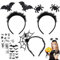 Lets Joy Fledermaus Haarreif, 3PCS Fasching Haarreif, 3PCS Karneval Temporäre Tattoos, Spinne Haarreif, Spinnweben Stirnband, Spinne Spinnweben Fledermaus Horror Spinne Tattoos (A)