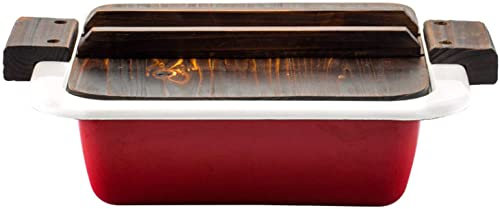 Pentola smaltata Pentola calda Pentola in legno stile Jese Pentola quadrata Pentola per zuppa rossa addensata Casseruola (rosso)