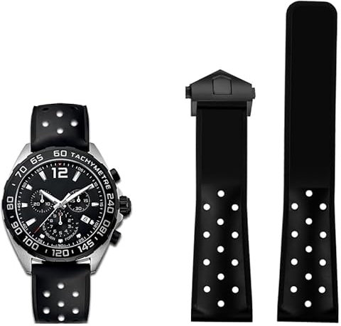 AMSOH 22mm Atmungsaktives Silikon Armband für TAG heuer F1 CAZ201 WAZ2113 CAZ1010 Serie Uhrenarmband Weiche Gummi Faltschließe, 22 mm, Achat