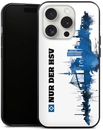 Slim Case extra dünn kompatibel mit Apple iPhone 15 Pro Silikon Handyhülle schwarz Hülle HSV Offizielles Lizenzprodukt Bundesliga