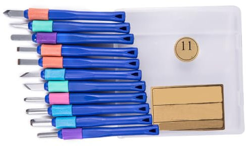 Juego de 11 cinceles para tallar madera, herramientas profesionales de acero al carbono para carpintería, esculpir y tallar, ideal para principiantes, con bolsa de almacenamiento