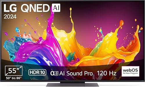 LG 55QNED86T6A TV 55 (139 cm) QNED Fernseher (α8 4K AI-Prozessor, webOS 24, HDR10, bis zu 120Hz) [Modelljahr 2024]