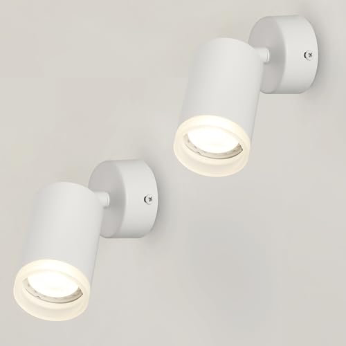FORCOSO Ceiling Lights Spotlight Wall Light - 2pcs Spot Lights 350°Adjustable, GU10 White Light Shade Metal Light Fittings Anti-Glare, Industrial Wall Ceiling Lamp for Kitchen Living Room Bathroom