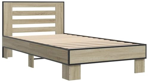 vidaXL Bettgestell Sonoma-Eiche 75x190 cm Holzwerkstoff und Metall