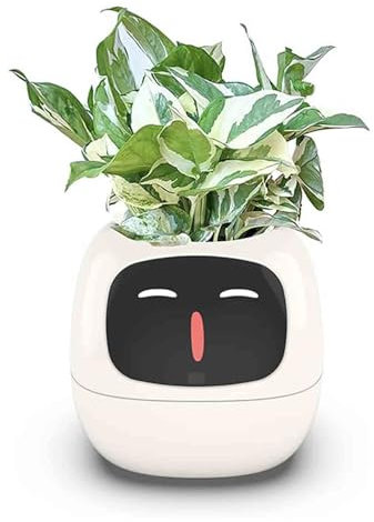 Pots de fleurs intelligents, pot de fleurs intelligent pour plantes d'intérieur, avec 7 capteurs intelligents, puces Ai, 3 interactions gestuelles, écran LCD, robot de plantation intelligent, White