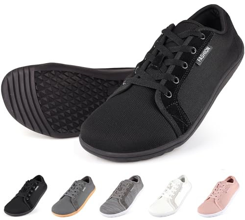 Unisexes Chaussures Barefoot Homme Femme Minimaliste Chaussures Pieds Nus pour Marche Légère Extérieur Walking Sneakers Confort Chaussure de Running 44 Noir