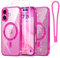 Meifigno Candy Series Case Designed for iPhone 16, [Compatible with MagSafe] [2X Screen Protectors] [Glitter Card & Wrist Strap] Full Camera Protection Designed for iPhone 16 Case, Hot Pink