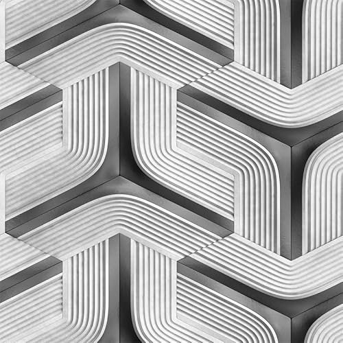 Papier Peint Intissé Rayures Grises Papier Peint 3D pour La Maison Chambre Adulte Salon Décoration,Papier Peint Mural,Papier Peint Toilette 10,05 M X 0,53 M