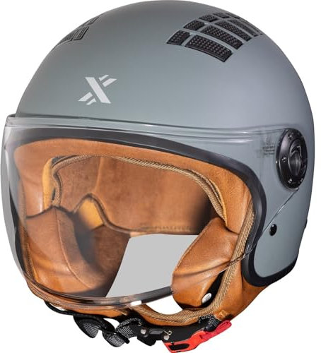 Shox Jetstream Solid Open Face Motorcycle Helmet XXL Matt Carbon Grey