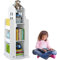 ybaymy 360° Drehbares Bücherregal, 3-stufiges Weißes Kinder Standregal, Bodenstehendes Bücherregale, Kinderbuchregal Boden Regal für Arbeitszimmer, Schlafzimmer, Wohnzimmer und Büro