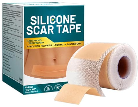Silicone Scar Tape, Scar Tape Roll, Scar Patch, Soft Gel Scar Tape, Silicone Scar Sheets, Advanced Silicone Technology Reusable and Versatile Comfortable for Surgical Scars Burn Cuts