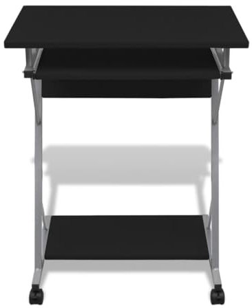 prissent Escritorio de trabajo, mesa para ordenador, escritorio de juegos, mesa de escritura, consola, mesa de lectura, para salón, estudio, dormitorio o salón, color negro, 60 x 40 x 74 cm