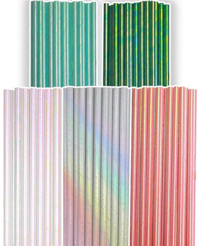 Gcardist 100pcs Iridescent Paper Straws for Drinking Disposable Sraws Disposable Straws Bulk(5 Color Muli)