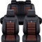 REMAZ Auto Sitzbezüge Sets für Toyota IQ 2008-2015, Leder Autositzbezug Vorder und Rückbank Sitzschoner Wasserdicht Zubehör,F-Black-Coffee