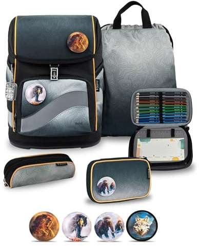 Belmil Smarty Plus Premium Schulranzen Set 405-51/P/S (Black Grey 2)