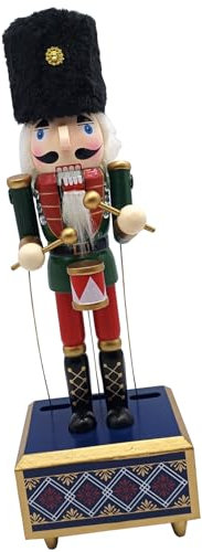 OAJABBGE Cascanueces de Navidad Caja de música Cascanueces de madera Muñecas de soldado Decoraciones pintadas a mano para mesa