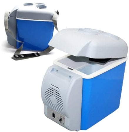 BUGUUYO 12v Mini Refrigerador Portátil Fría y Caliente Para Auto Para Bebidas Comida y Cosméticos Color Azul