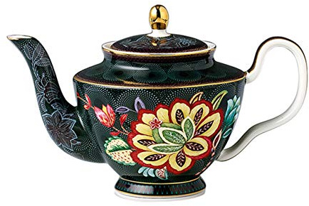 Elegant Peacock Bone China Teapot Kitchen Coffee Pot with Flower Design
