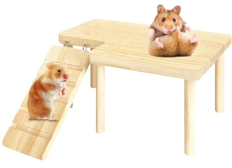 Wooden Hamster Platform with Climbing Ladder - Cage Accessories for Play - Gift
