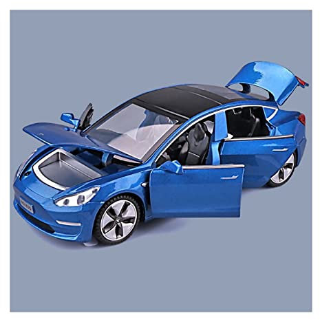 YRXIAO Modellbausatz Auto 1 32 Für Tesla Model 3 Simulation Legierung Automodell Diecast Spielzeugfahrzeuge Kinder Geschenksammlung Für Wohndekorationen(Blau)