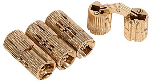 Nimomo 4pcs 12mm Einbohrscharnier Kupfer, Barrel Versteckte Scharnier, Kupfer Scharniere Schrank Verdeckte Unsichtbare Tür für Hardware