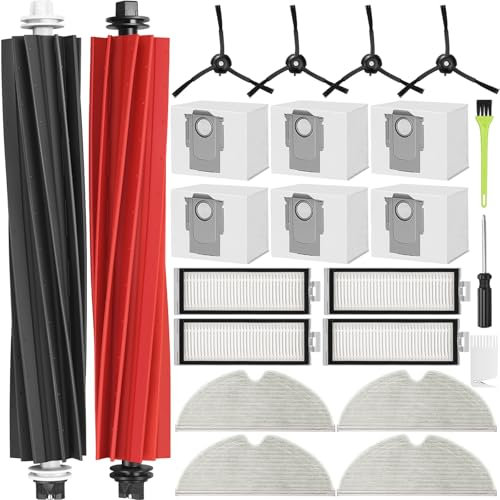 RUKHOOL Accessori Di Ricambi Per Roborock Q5 Pro+/ Q8 Max+ /Q8 Max Plus /Q5 Pro Plus / Q5 Max+ Q5 DuoRoller+ Aspirapolvere, 6 Sacchetti, 2 Spazzola Principale, 4 Filtri 4 Spazzole Laterali 4 Panni Mop