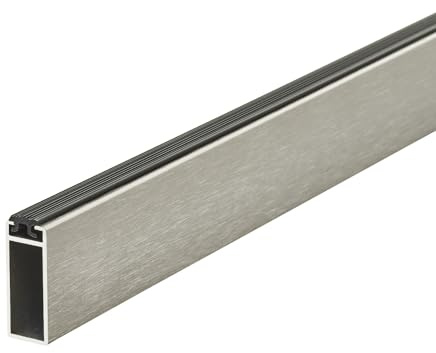 SOTECH Designer Schrankrohr NANO matt gebürstet 1000 mm 32,4 x 12,2 mm | Aluminium Edelstahloptik Kleiderstange mit Gummiauflage - Moderne Eleganz für Garderobe und den Caravan