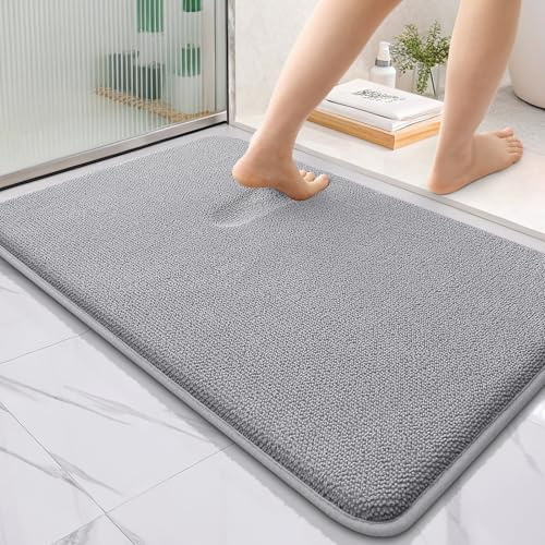 Homaxy Memoryschaum Badematte rutschfest Badezimmerteppich - 60x90 cm, Grau