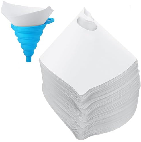 DtgEcd 101PCS Disposable Paint Filter Strainers Paper Paint Strainer for Emulsion with 1Pcs Silicone Filter Funnel Filter Paint Filter with Fine Nylon Mesh for Automotive Spray Guns Arts & Crafts
