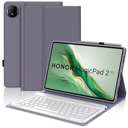 IVEOPPE Keyboard Case for Honor Magic Pad 2 12.3 inch- UK Layout Detachable Wireless Bluetooth Keyboard for Honor Magic Pad 2 2024, Purple
