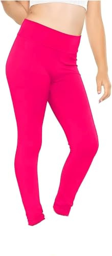 Leggings extensibles pour filles - Taille haute - Confortable - Décontracté - Tendance - Fête, rose fluorescent, 9-10 ans