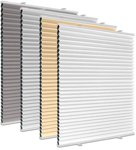 Wabenplissee Plissee ohne Bohren Verdunkelung Klemmfix Thermo Verdunklungsplissee Weiß B90 x H210 cm, Thermoplissee ohne Bohren für Fenster, Sonnen, Sicht & Schallschutz Wärmeisolierung