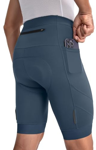 BERGRISAR Fahrradhose Herren 4D Gepolstert Radlerhose Radhose Atmungsaktive Schnelltrocknende mit 3 Taschen Blau-Grau Groß