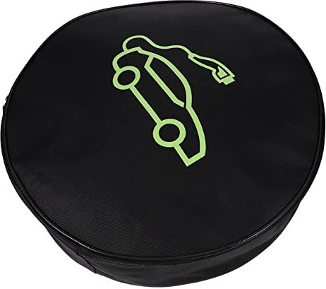 Gadpiparty Round Cable Storage Bag Portable Handheld Charger Organizer Polyester Pouch for Car Accessories Durable Zippered Design for Tidy Charging Cable Storage Black