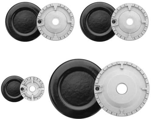 EEEKit 8PCS Oven Gas Hob Burner Crown Flame Cap Set, Cooker Hob Burner Cap Replacement Part, 2 Large, 4 Middle, 2 Small, 10cm, 7.5cm x 2, 5.6cm
