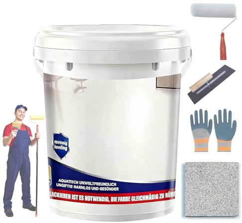 Yagerod 2026 Neu Hochglanz Effekt Epoxid Bodenbeschichtung mit Marmor, Bodenbeschichtung Marmorähnliches Finish, Ransformieren Sie Ihre Böden mühelos(Hellgrau,1Kg/0.6㎡)