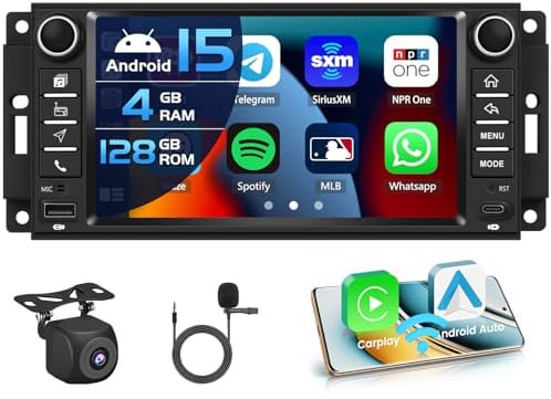 Inefala 4+128G Autoradio für Jeep Wrangler Radio 2007-2018 Android 15 mit 7'' In-Cell Bildschirm Unterstützung Wireless Carplay und Android Auto Mirror Link Radio FM/RDS GPS WiFi BT SWC