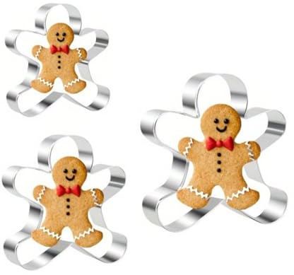 DIPZO Lebkuchenmann-Ausstechformen Set, 3 Stück Edelstahl Weihnachten Backformen für Plätzchen, ideal für Feiertage & Weihnachtsplätzchen