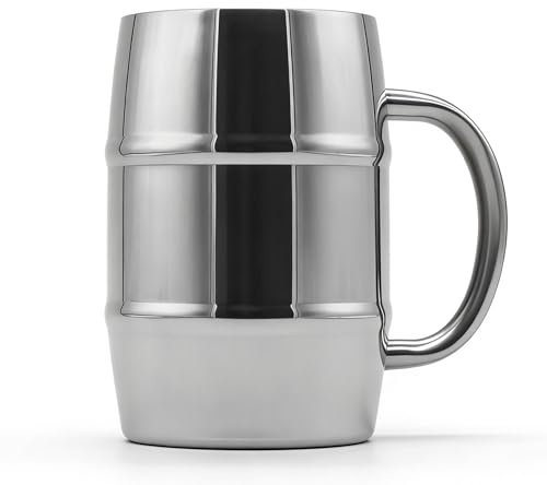 HEECN Jarra de cerveza de doble pared de acero inoxidable – Jarra de cerveza para camping – Vaso térmico de cerveza (1.0, Litros)
