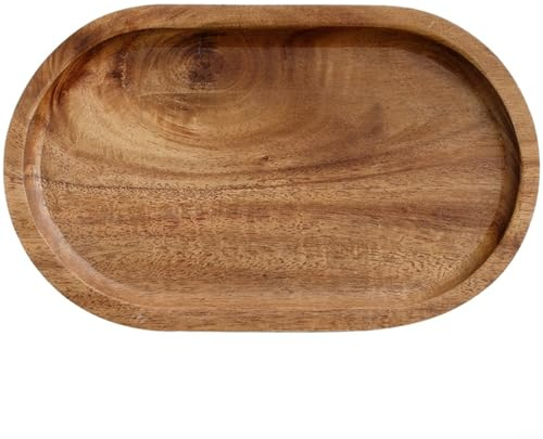 Trayne Servierbrett, Snackteller aus Holz, ovales Serviertablett mit Fächern, moderne Teesnackplatte, Teezeremonien und Essen, Snackplatte aus Holz (20 x 12 x 1,5 cm)