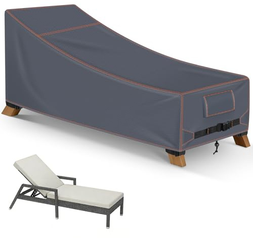 Schutzhülle Gartenliege, Abdeckung Gartenliege, 200 x 75 x 40/70 cm, Grau | Wasserdicht abdeckung für gartenliege, abdeckung gartenmöbel UV-schutz für die winterlagerung, winddicht, Reißfest 420D