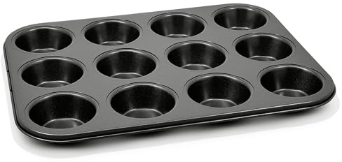 Zyliss Antihaft Muffinform für 12 Muffins, Muffin Backform aus Karbonstahl, antihaftbeschichtet, leicht zu reinigen, Spülmaschinenfest, Standardgröße, Backblech, 35 x 27 x 3 cm