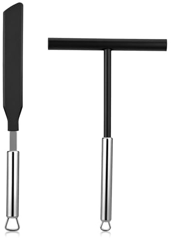 2 Stück Crepes Verteiler Und Spatel Edelstahl Crepe Teigverteiler Wender Crepes Zubehör Set Edelstahl Und Pfannkuchenwender Silikon Teigverteiler Für Crepe Küche Backen Kochen Backwerkzeuge
