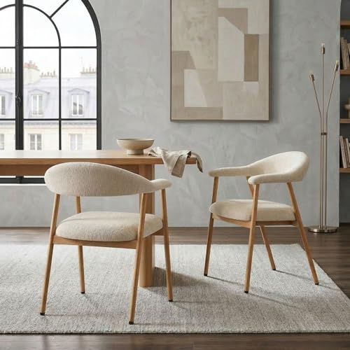 IDIMEX Esszimmerstühle ARLO 2er Set, Cremeweiß - Essstühle mit gepolsterter Sitzfläche, Küchenstühle mit stabilem Metallgestell, Esszimmermöbel im skandinavischen Design [max. Belastbarkeit 120 kg]