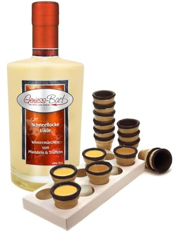 Schneeflocke Likör 0,5L mit Mandeln & Trüffeln inkl. 8 Waffelbecher 18% Vol.