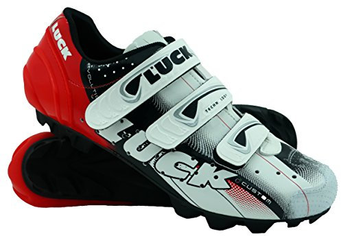 LUCK Extreme 3.0 MTB Radschuhe mit Carbonsohle und dreifacher Klettband zur Befestigung, Rot 43 EU